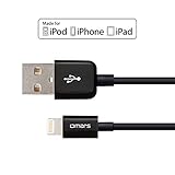 [Certificado MFi de Apple] Omars - Cable de conexión (certificación Apple, conector Lightning a USB, 0.9 m) Cable de datos de USB,Cable USB,Cable de carga,Cargador Cable,Cable de conexión (conector USB A a Lightning) y Sincronización para iPhone 5 / 5s / 5c / 6 / 6 Plus, iPod touch 5, iPod nano 7, iPad Mini / mini 2/ mini 3, iPad 4 / iPad Air / iPad Air 2 , color negro