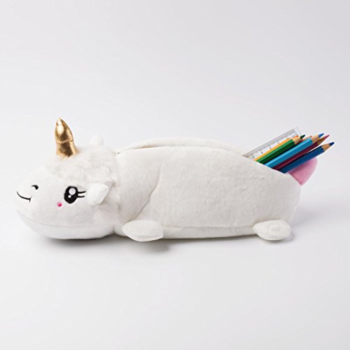 Katara 1825 Estuche Escolar de Peluche Plumier de L  pices Unicornio  Blanco