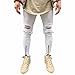 Produktbild Herren Jeans Hose Slim Fit, Dasongff Herren Jeanshose Skinny Destroyed Denim Hosen Motorrad Denim Jeans Hiphop Streetwear Hosen Freizeithose (32, Weiß)