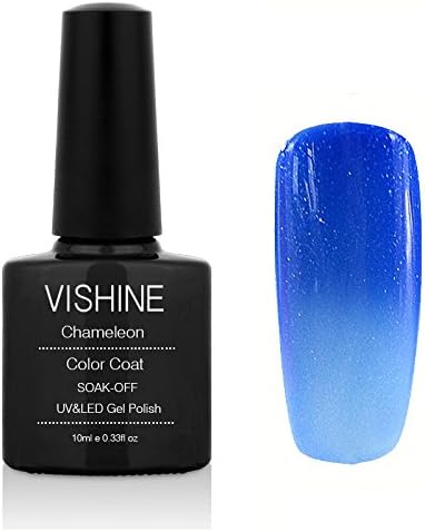 Vishine Soak Off UV LED Temperature Changing Colour Gel Nail Polish 10ML Pearl French Blue - Pearl Light Blue(5733)