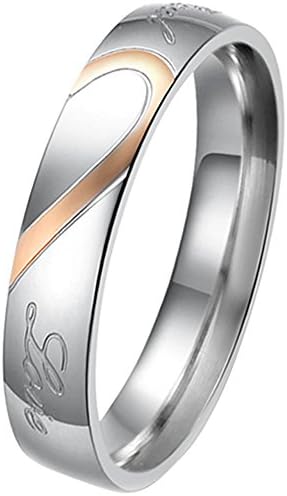 Women - Size 8 - BOHG Jewelry Mens Womens "Real Love" Heart Stainless Steel Ring Couples Wedding Bands Silver Black Gold