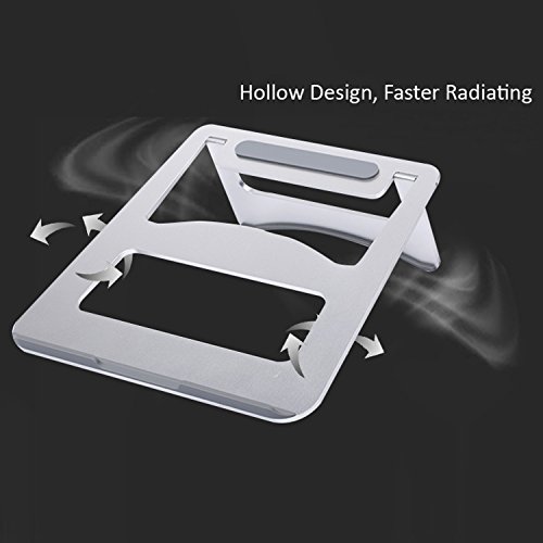 COOSA Aluminum Laptop Ständer Hochwertige Alulegierung Notebookständer Laptopständer Höhe und Winkel verstellbar Portable kühlender Ständer Halter 22.5 X 22.8 X 0.4CM für Tablet, Laptops, Notebook PC, MacBook usw. (Silber) - 4