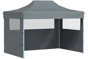 vidaXL Gazebo Professionale Pieghevole con 3 Pareti Finestre Trasparenti Tendone Tenda per Feste da Giardino 3x4m in Oxford PVC e Acciaio Antracite