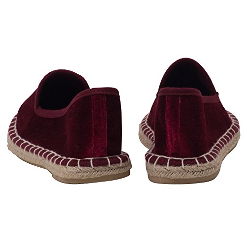 Japanwelt Espadrilles Samtschuhe Damen Pantoffeln - Samt Slipper Sommerschuhe Bordeaux Größe 37 - 6