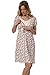 Italian Fashion Sofia Maternity/Nursing Nightdress,Size M,Ecru-Pink