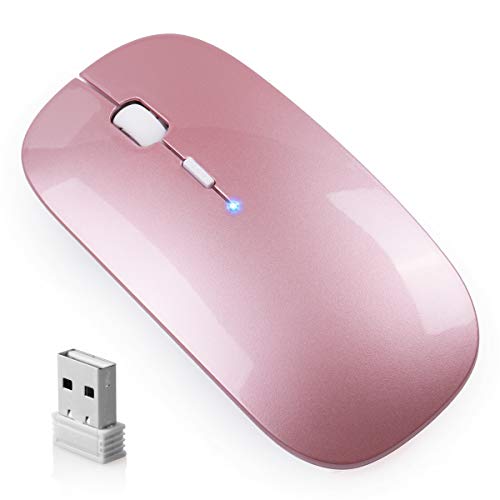 Vannico Kabellose Maus Wiederaufladbare, 2.4G Funkmaus Geräuschlose Tragbar Mäuse Wireless Maus mit USB Empfänger, Maus für PC Laptop (Rose) Vannico Kabellose Maus Wiederaufladbare, 2.4G Funkmaus Geräuschlose Tragbar Mäuse Wireless Maus mit USB Empfänger, Maus für PC Laptop (Rose)