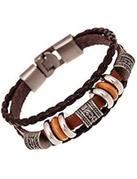 Prinzessin zu Stolberg Serie - Damen - und Herren Surfer-Armband aus braunem Leder, mit Edelstahlelementen und...