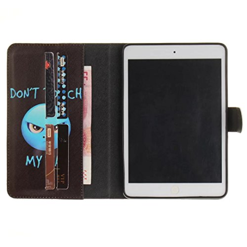 iPad Mini 1/2/3 Hülle, Vandot Ultra Thin Dünn Muster Pattern Case Cover für iPad Mini 1/2/3 7.9 Zoll Schutzhülle Tablet-PC PU Leder Flip Handyhülle Telefonkasten mit Standfunktion Kreditkarte Malerei Painting Kratzfeste Handy Schutz Schale Tasche Etui Abdeckung + Pom Pom Ball Plüsch-Kugel – Angry Don’t Touch My Pad - 9