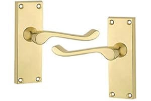 Golden Grace Victorian Scroll Door Handles in Premium Polished Brass Finish, 1 Pair - 120mm x 42mm Approx