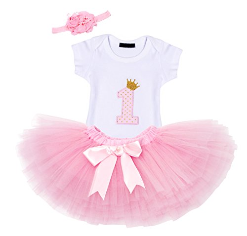 AmzBarley Bébé Filles Licorne Barboteuse Tulle Tutu Jupe Le Premier Anniversaire Barboteuses Tenues avec Bandeau/Tête Cerceau pour Les Tout-Petits Enfants 1 Année / 12 Mois