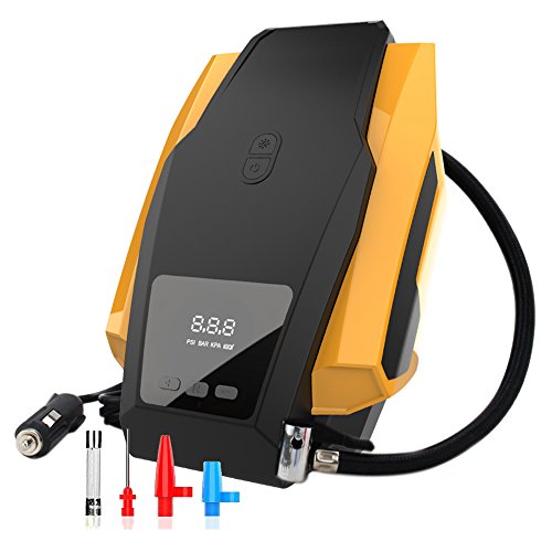 Dr. Auto Compressore D'aria per il Gonfiaggio dei Pneumatici, con Potenza di 150PSI/10bar, Alimentato a 12 Volt, 3 Ugelli d'aria per Biciclette, Palloni, Materassini, Moto, ecc.