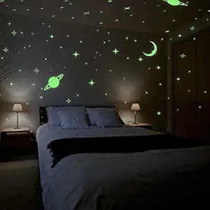 DreamKraft Vinyl Galaxy of Stars Radium Stickers One Size, Green.