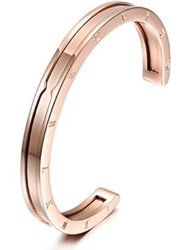 DEESSEYE Damen Herren Armreif Armband Armkette Offen Mit Gravur Pärchen Edelstahl Vergoldet