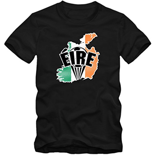 Irland EM 2016 #1 T-Shirt | Éire | Fußball | Herren Fanshirt | Trikot | Nationalmannschaft, Farbe:Schwarz (Deep Black L190);Größe:XXL