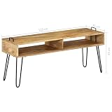 Construido con madera de mango maciza y robustas estructuras de acero, el mueble para TV es muy estable y duradero.