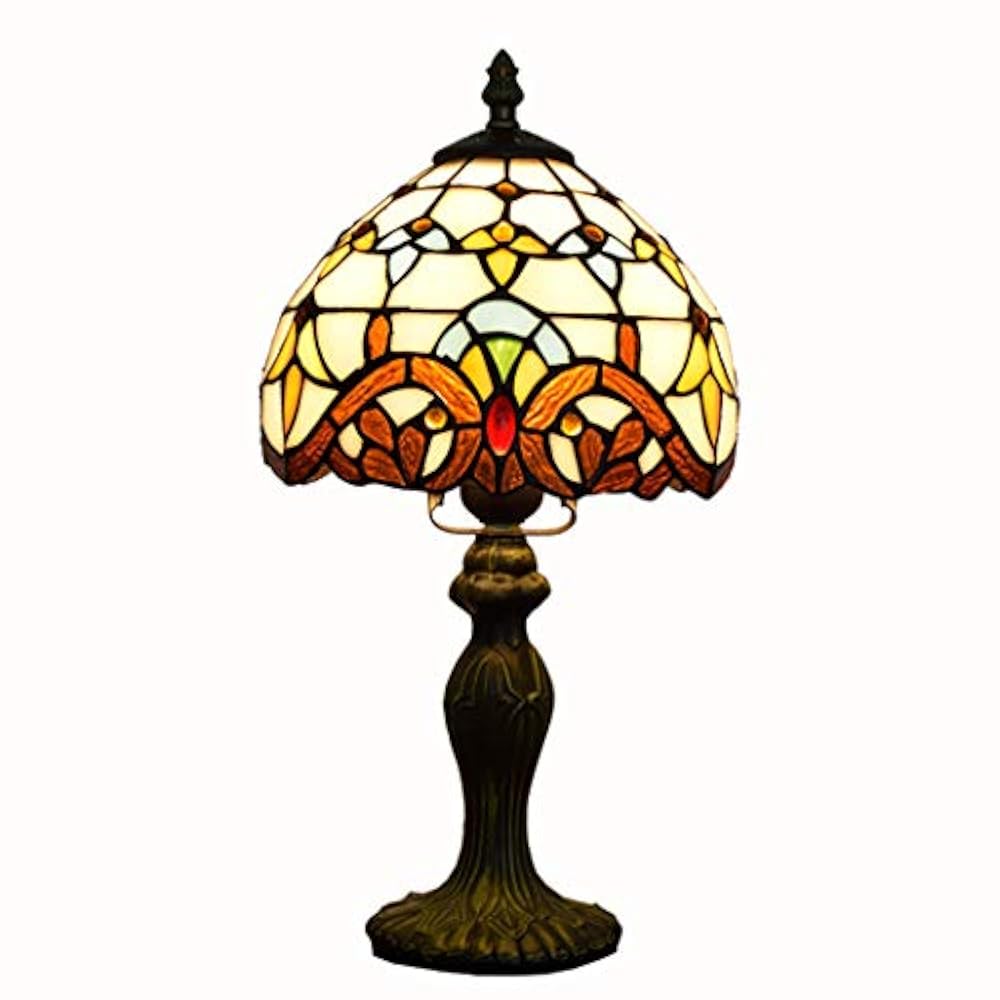 YJFFAN Tischlampe-Retro Tiffany 8-Zoll Gefärbte Glas Augenschutz Lampenschirme Schreibtisch Leuchten, Indoor-Beleuchtung Leselampe E27 (Glühbirnen Nicht Enthalten)