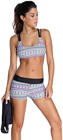 ILFtrend， Women's Tankini Sets Sports Bra Swimsuit Three Pieces Floral Swimwear Bra and Vest and Bottom (S-XXL) (UK18-20=US14-16=X-Large, Color # 2)