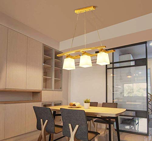 Preisvergleich Produktbild OOFAY LIGHT Kronleuchter aus Holz mit Glasschirm, Hängeleuchte Moderne Esszimmer Lampen, Pendelleuchte Dekoration Beleuchtung Licht, für Esstisch Küche Arbeitszimmer, E27 3 Flammig, K