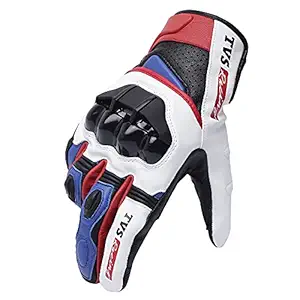 TVS Riding Gloves Race (White & Blue, XXL)