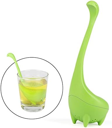 Nessie Loose Leaf Tea Infuser, Loch Ness Monster Tea Strainer, Food-grade Silicone, Long Handle Neck (Green)