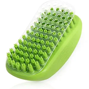 Upgrade Dog Bath Brush. Professional Dog Shampoo Grooming Brush for Washing & Massaging Dogs, Cats, Horses. Soft Rubber Bristles Curry Comb Gently Removes Dirt, Grime, Loose Fur. Use it Wet or Dry.