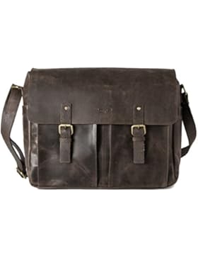 HOLZRICHTER Berlin Umhängetasche (M) - Premium Lehrertasche aus Leder - Große Vintage Ledertasche für Herren und...