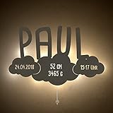 babyzimmer lampen amazon Personalisiertes Taufgeschenk, Geburtsgeschenk mit Wunschnamen und Wunschfarbe des Babys/Kindes