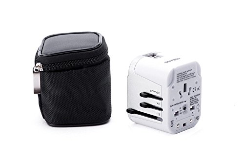 Alles-in-Einem-Weltweit-Universal-Reise-Adapter (Europa, UK, USA, Australien) Internationaler Stecker-Adapter mit USB Ausgängen 2.4A -Weiße und Silber - 7