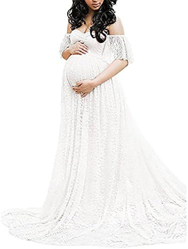 Elegant Photography Maternity Wrap Maxi Dress Fancy Gown with Train for Baby Shower Photo Shoot