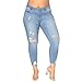 Produktbild Frauen Plus Size Zerrissene Stretch Slim Denim Jeans ,VENMO Skinny Jeans Hosen Hohe Taille Hosen Röhrenjeans Hose Stretch-Denim Skinny Röhre Damenjeans Denim Destroyed Jeans-Hose Skinny Fit Zerrissen (Light Blue, 5XL)