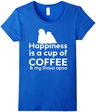 Women's Happiness Is Coffee &amp; Lhasa Apso Cute Dog Lover Gift T-Shirt XL Royal Blue