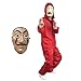 Produktbild La Casa De Papel Kostüm mit Salvador Dali Maske, Cosplay Erwachsene Kinder Dali Overall Dieb House of Money Kostüm Dali Red Einteiler Big Red Overall Maske Kostüm Party Dress Up
