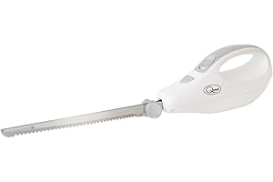 QUEST 35059 Electric Serrated Carving Knife/Cut Turkey, Beef, Chicken, Lamb, Ham, Bread, Vegetables, & Fruits With Ease / 120W / White Colour