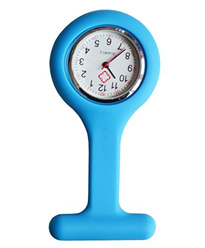 Preisvergleich Produktbild Schwesternuhr zum Anstecken, Silikon, broschenartige Taschenuhr, Hellblau