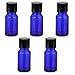 Imported 5Pcs Blue Glass Essential Oil Bottle Vial Orifice Reducer & Black Screw Cap RS.285.00