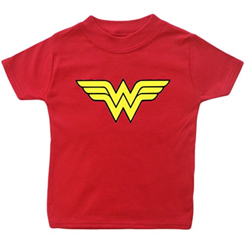 Wonder Woman Baby T-Shirt. (0-3 months, Red T-Shirt)