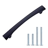 Saliente: 2,76 cm Tirador moderno, curvado y grueso, para armario, 16,51 cm de longitud (centro del orificio de 12,7 cm), Negro liso, Paquete de 10