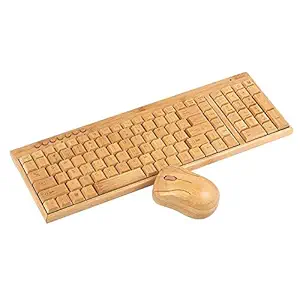 OCTOPUSPRIME Wireless Wooden Keyboard and Mouse Wooden Wired Keyboard (Renewable Bamboo Wood) eco Friendly Compatible with All softwares