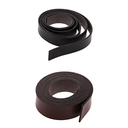 MagiDeal 2pcs 2 Meter Lang DIY Lederband Lederriemen Flach 15mm Breit Kaffee/ schwarz