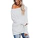 Produktbild JURTEE Frühling Damen Einfarbig Baumwolle Beiläufig Tops T-Shirt Langarm Bluse Oberteile Schulterfrei Pullover Sweatshirt(Medium,Weiß)
