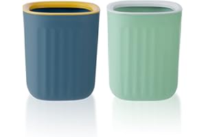 SINZAU Pattumiera da Tavolo, Pattumiera da Scrivania da 2 Pezzi Senza Coperchio Mini Cestino per Cosmetici per Bagno Cucina Ufficio, Blu, Verde