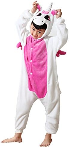 Tongchou Kids Onesie Animal Pyjamas Homewear Sleepsuit Halloween Cosplay Costume Pink Unicorn Size 120