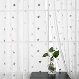 Deconovo Visillo Bordado para Ventana con Ollaos 2 Piezas 140 x 240 cm Gris...