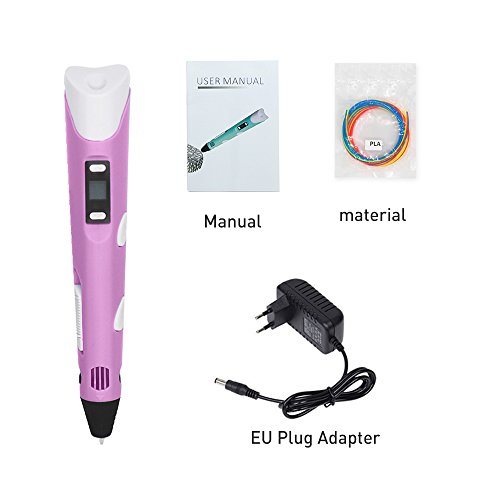 3D Stift,Colourstone Intelligent Pen Druck 3D Display LED Mit Fuß Perle Stift und Filamente für die Schaffung und die Malerei Doodling,großes Geschenk für die Malerei Lovers 3D Pen(Pink) - 5
