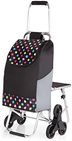 M&amp;A Shopping Cart Stair Climbing Rolling Shopping Multipurpose Laundry Utility Cart with Seat , A