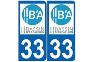 BEARN 33 Bassin d'Arcachon 654 sticker autocollant plaque immatriculation auto - Couleur : arrondis - Angles : arrondis