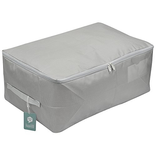 65X38X28CM, grand sac de stockage de vêtement saisonnier pour le placard, chandails d'hiver, doudounes, couette etc. Bin encombrant organisateur Bin. Gris clair