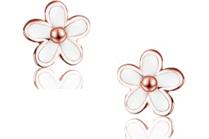 SLUYNZ 925 Sterling Silber kleine Gänseblümchen Ohrstecker für Damen Mädchen zierliche Blumen Ohrstecker Ohrringe
