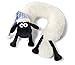 Produktbild Nici 41477 Shaun Das Schaf Nackenkissen mit Schlafmütze, 26 x 12 x 9 cm, Farbe: Weiß/Schwarz