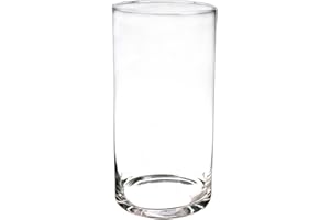 INNA-Glas Jarrón de Suelo cilíndrico Sanya Air, Transparente, 40cm, Ø19cm - Jarrón de Cristal - Florero de Vidrio